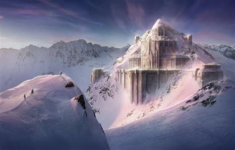 Wallpaper Snow Mountains Construction Dwarven Fortress The Lord Of