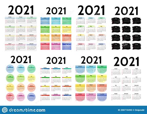 Calendario Para 2021 Aislado En Un Fondo Blanco Ilustración Del Vector Ilustración De Color