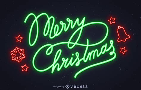 Neon Merry Christmas Sign Vector Download
