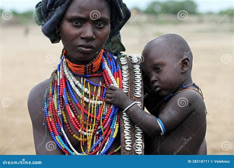 Mother And Her Son Ethiopia Arbore Tribe Editorial Photo Image