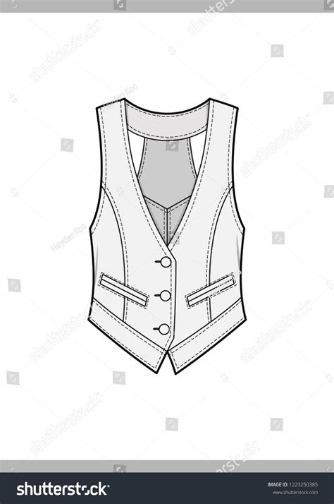 Vest Fashion Technical Drawings Vector Template Fashion Design