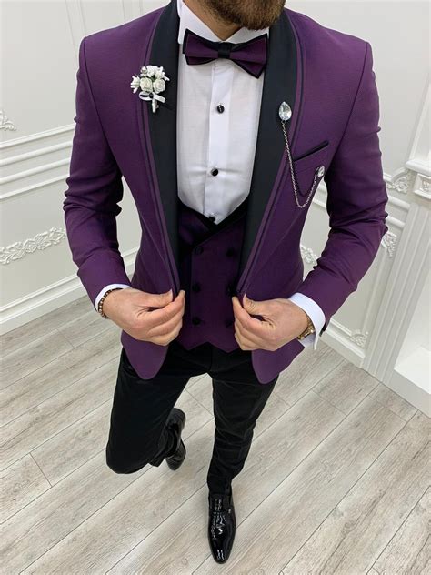 Black Suit With Purple Ubicaciondepersonascdmxgobmx