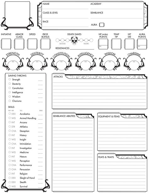 Dnd 5e Printable Character Sheet That Are Persnickety Dashing