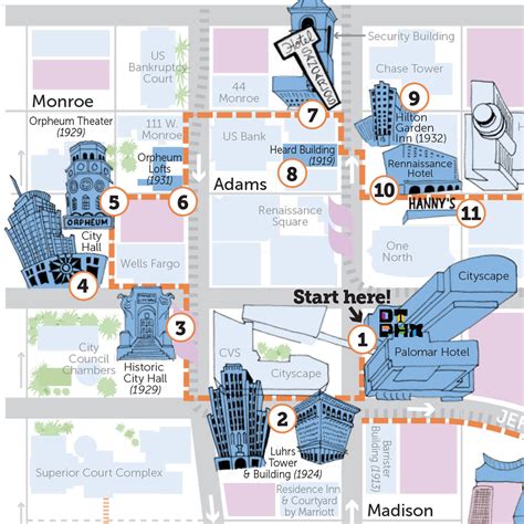 Map Of Downtown Phoenix By Jen Urso Steady Hand Maps