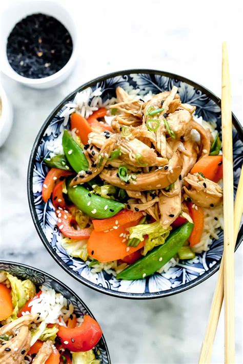 It's often cheaper than chicken breasts! Crock Pot Teriyaki Chicken and Rice Bowls | foodiecrush ...