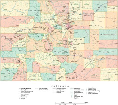 State Map Of Colorado In Adobe Illustrator Vector Format Detailed