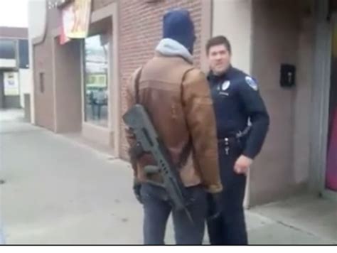 Man Exercising His Right To Openly Carry Rifle All Around Ohio City