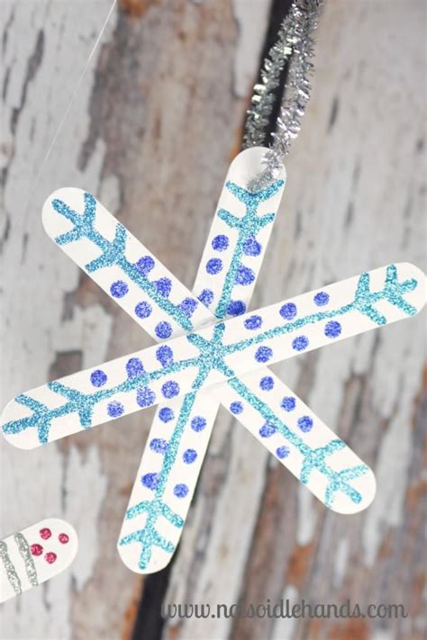 Popsicle Stick Snowflake Ornaments Christmas Crafts For Kids Craft