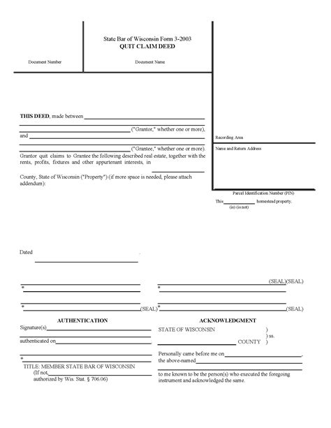Wi Quit Claim Deed Fillable Form Printable Forms Free Online