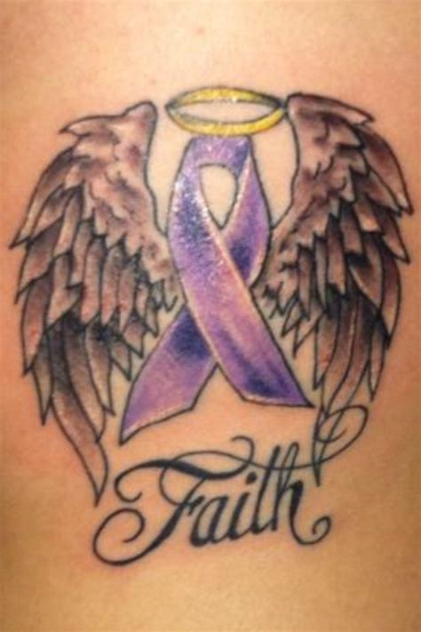 Angel Wings Wsurvivor Ribbon Cancer Ribbon Tattoos Ribbon Tattoos