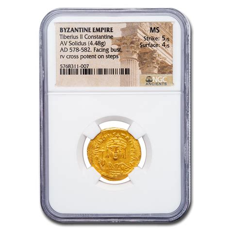 Buy Byzantine Gold Solidus Tiberius Ii 578 582 Ad Ms Ngc Apmex