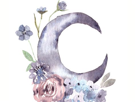 Watercolor Moon With Flowers By Illustratricemanu On Dribbble