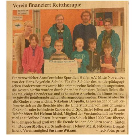 Darüber hinaus bietet es viele weitere nützliche funktionen. Passauer neue Presse - Verein finanziert Reittherapie ...