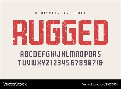 Rugged Display Typeface Font Uppercase Royalty Free Vector