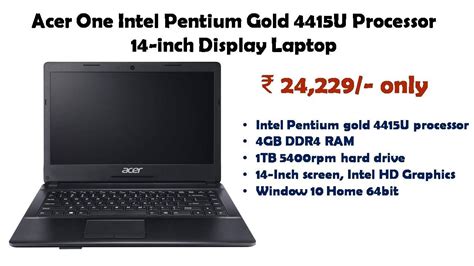 Acer Acer One Intel Pentium Gold 4415u Processor 14 Inch Display 1366 X