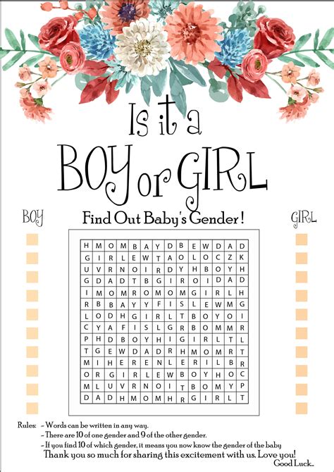 Printable Boy or Girl Gender Reveal Word Search Game With - Etsy Canada