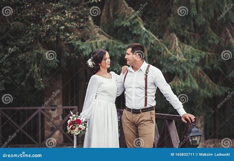 Couple In Wedding Dress Stock Image Image Of Wood Style 165832711