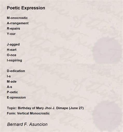 Poetic Expression Poetic Expression Poem By Bernard F Asuncion