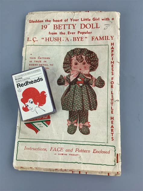 Laurie Cohen Hush A Bye Betty Doll Pattern In Sleeve War Time Wwii Ebay