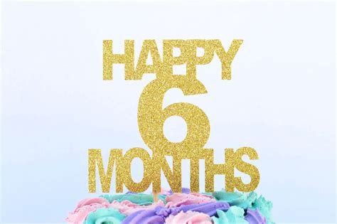 Happy 6 Months Cake Topper 12 Birthday Glitter Cake Topper Etsy