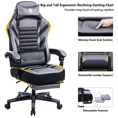 Buy Killabee Big And Tall 400lb Memory Foam Reclining Gaming Chair