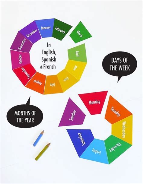 Days of the week & Months of the year flash cards (available in English ...