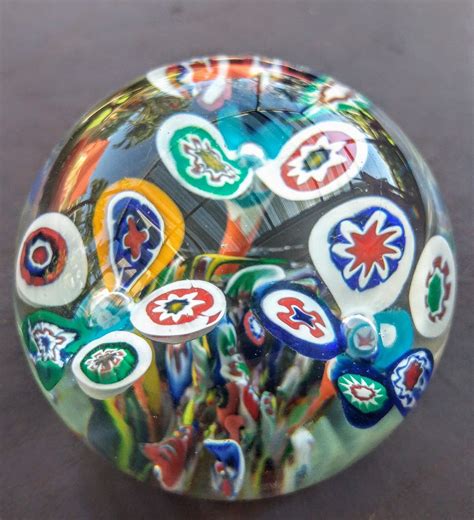 Gentile Glass Paperweight Millefiori Flowers Multi Multi Color Pic 1 Of 3 Glass