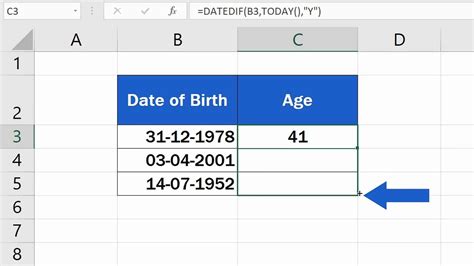How To Calculate Age Using A Date Of Birth In Excel Excel Hot Sex Picture