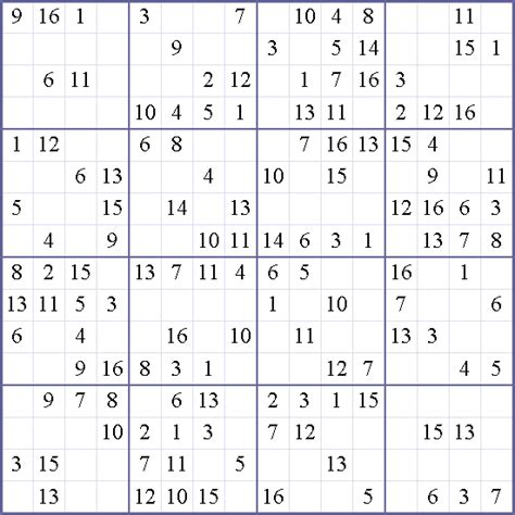 We have prepared several printable sudoku 16 x 16 of different levels: Super Sudoku 16x16 Print Myideasbedroom Com | LONG HAIRSTYLES