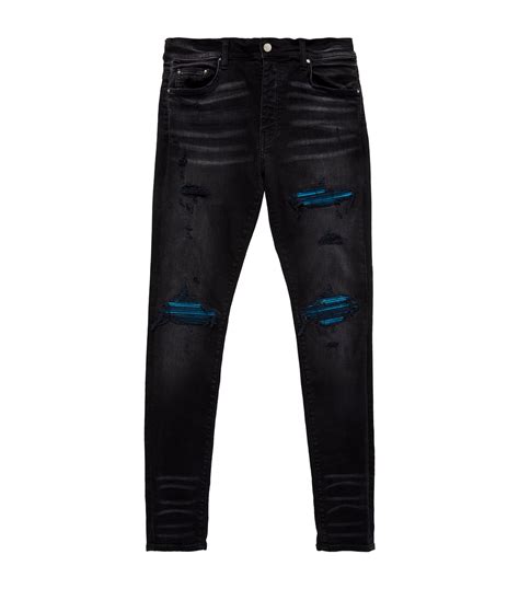 Cotton Leather Distressed Mx1 Slim Jeans