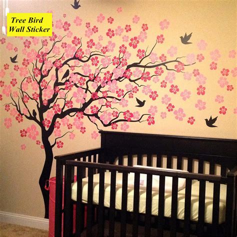 Beautiful Large Wall Tree Wall Decals Flower Cherry Blossom Sticker For