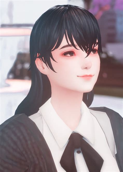 Sims 4 Cc Long Straight Hair With Bangs Sfs In 2020