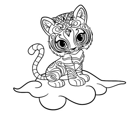 Shimmer and Shine - The tiger Nahal sitting on a cloud