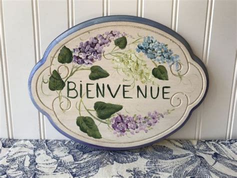 French Welcome Sign Bienvenue Sign Welcome By Sunnyhillvintage Blue