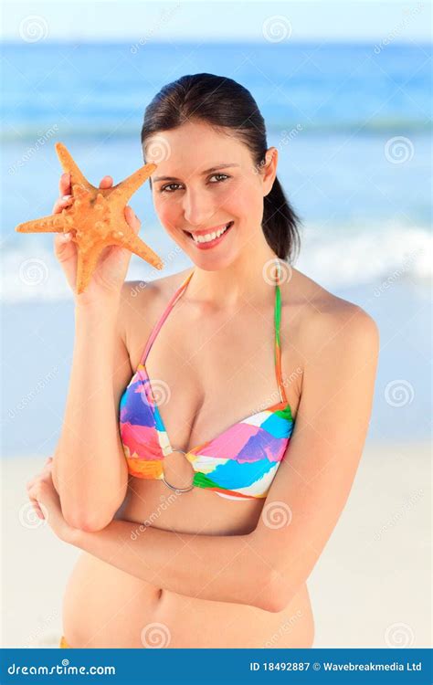 Pretty Woman With A Starfish Stock Image Image Of Star Coast