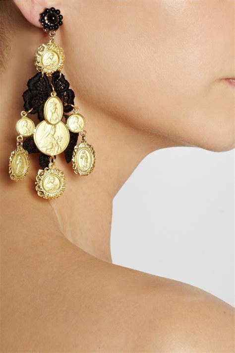 Dolce And Gabbana Vanda Gold Plated Resin And Macramé Lace Clip