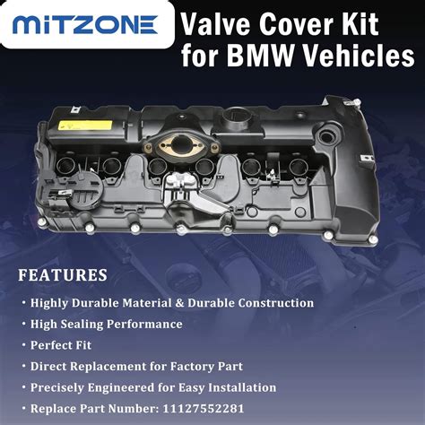 MITZONE N52 Engine Valve Cover Kit With Oil Cap PCV Hose Compatible