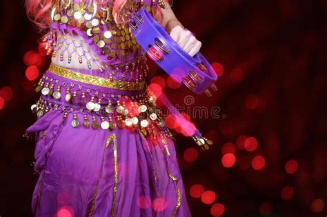 Beautiful Belly Dancer Wearing Purple Costume Stock Photos Free