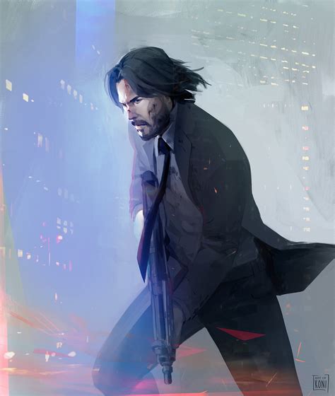 Tapety Keanu Reeves John Wick Black Suit Běh Fan Art Digitální
