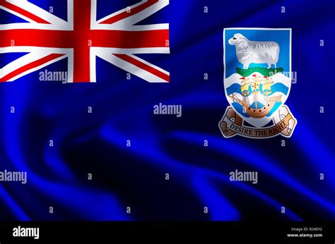 Islas Malvinas 3d Y Ondeando La Bandera Closeup Ilustración Con Reflexiones Utilizable Para
