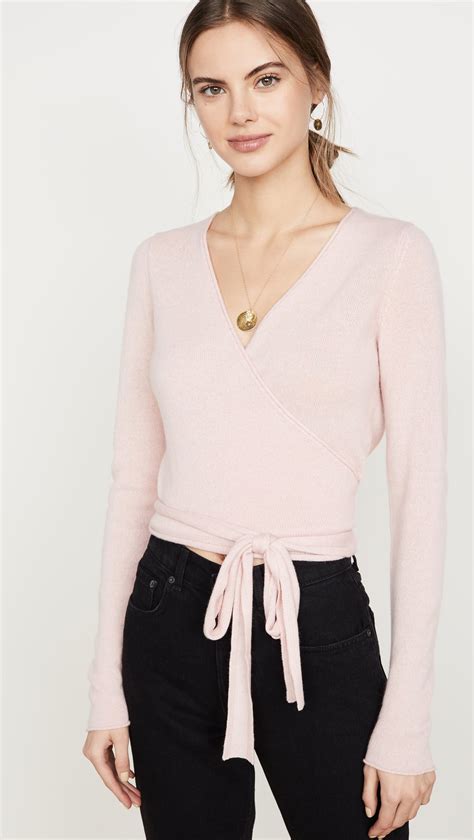 Buy Reformation Cashmere Wrap Sweater Light Pink At 30 Off Editorialist