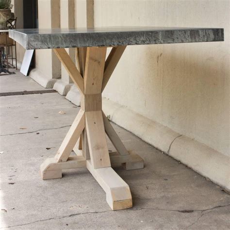 Galvanized Zinc Metal Top Dining Table With Wood Base At 1stdibs