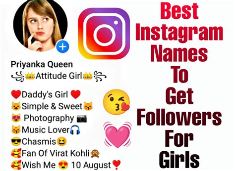 100 Best Instagram Names To Get Followers For Girls