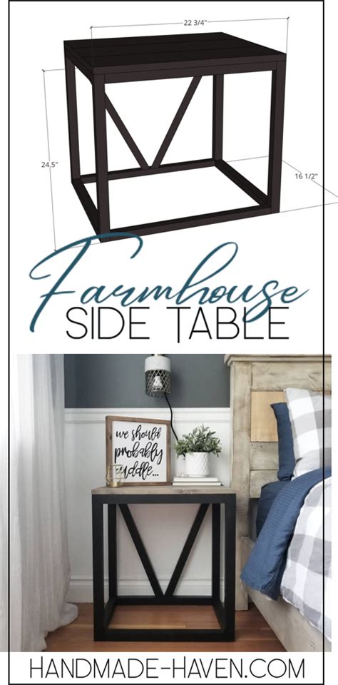 DIY Farmhouse V Side Table | Farmhouse side table, Farmhouse furniture ...