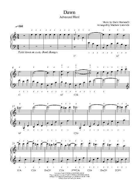 Dawn By Dario Marianelli Sheet Music And Lesson Advanced Level