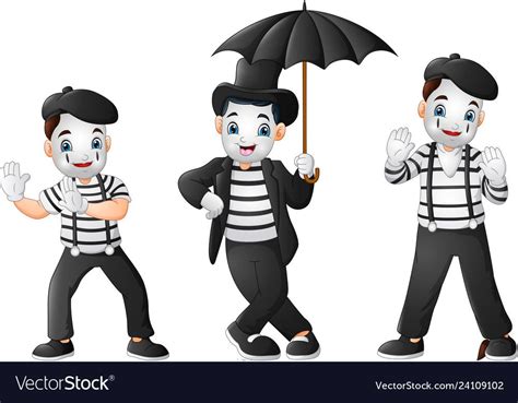 Illustration Of Set Of Mimes Performing Different Pantomimes Download