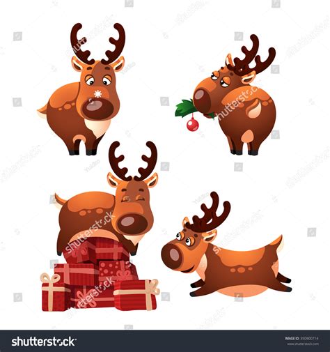 Vector Set Funny Christmas Deer Different Stock Vector Royalty Free