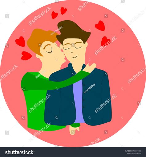Same Sex Gay Couple Kissing Loving Stock Vector Royalty Free 1793095600 Shutterstock