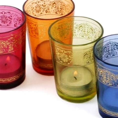 Set Of Six Coloured Glass Candle Holders By British And Bespoke Glass Candle Holders Glass