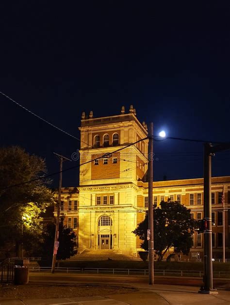 Collinwood High School At Night Stock Image Image Of Dark